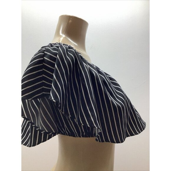 Hera Collection Size Medium Striped Off The Shoulder Ruffle Crop Top  Preloved - Picture 2 of 5
